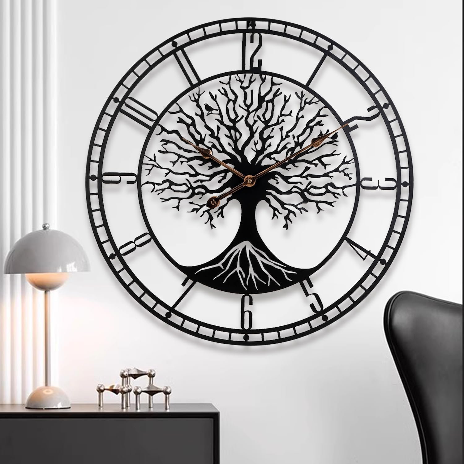 Large Wall Clock,20inch Metal Wall Clocks,Quality Quartz Movement Roman Numerals Clock for Living Room Bedroom Kitchen D