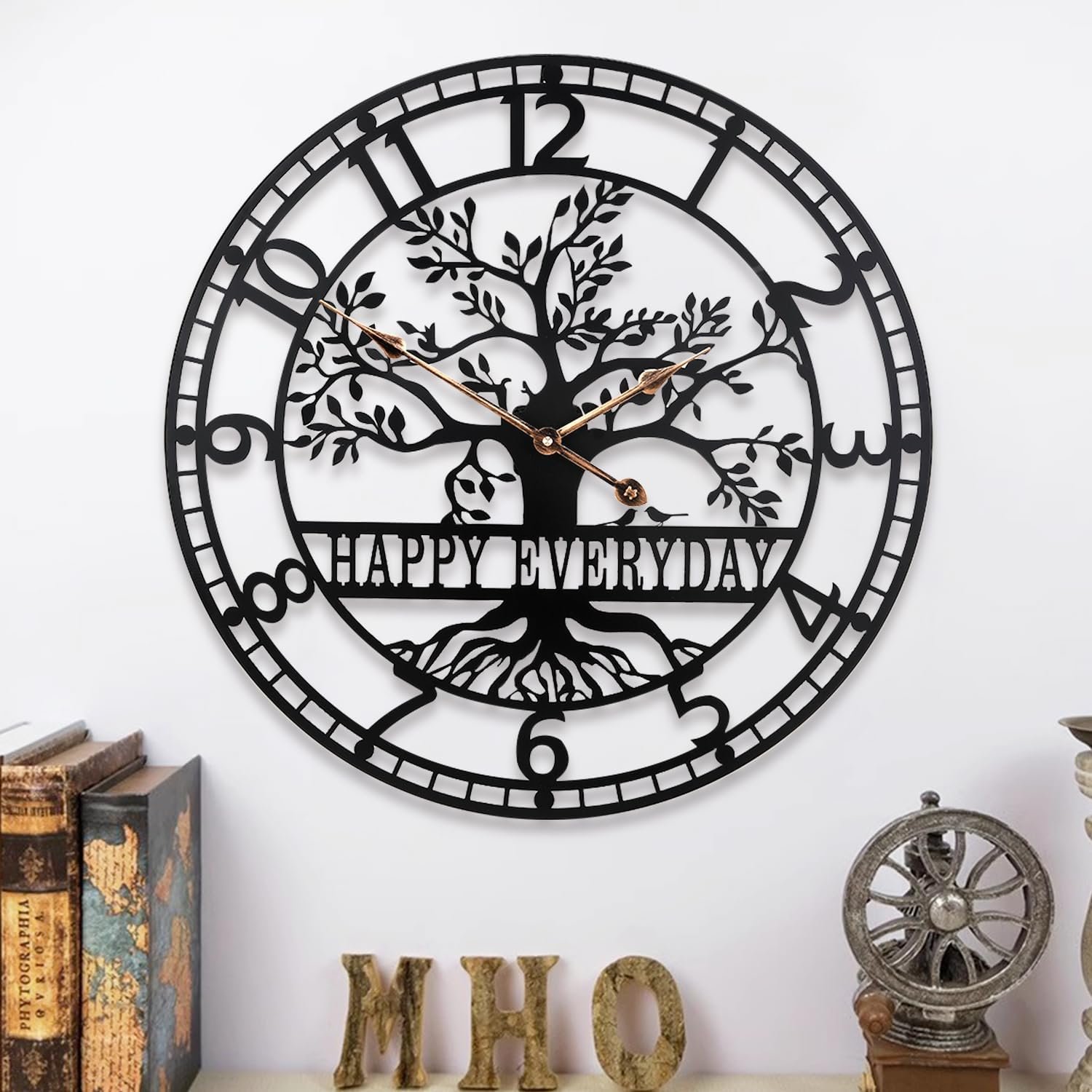 Large Wall Clock,20inch Metal Wall Clocks,Quality Quartz Movement Roman Numerals Clock for Living Room Bedroom Kitchen D