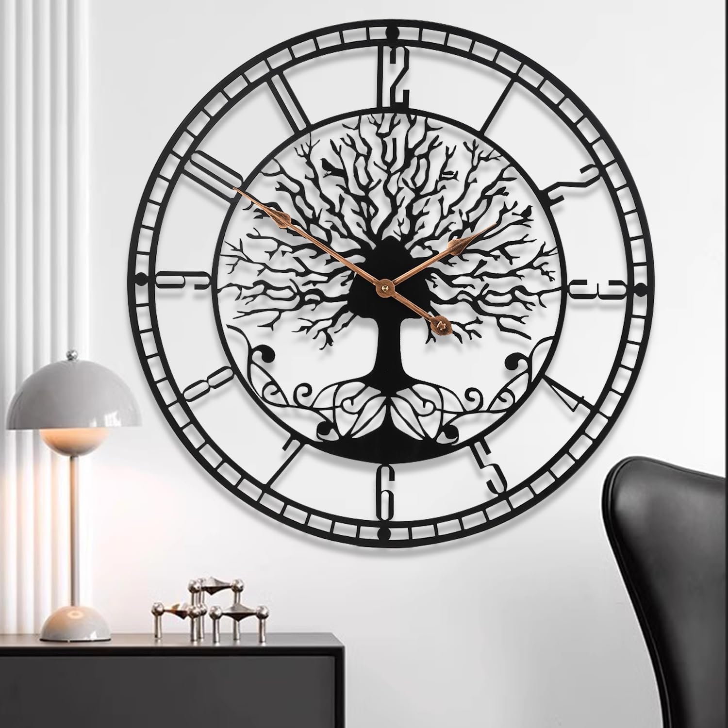 Large Wall Clock,20inch Metal Wall Clocks,Quality Quartz Movement Roman Numerals Clock for Living Room Bedroom Kitchen D