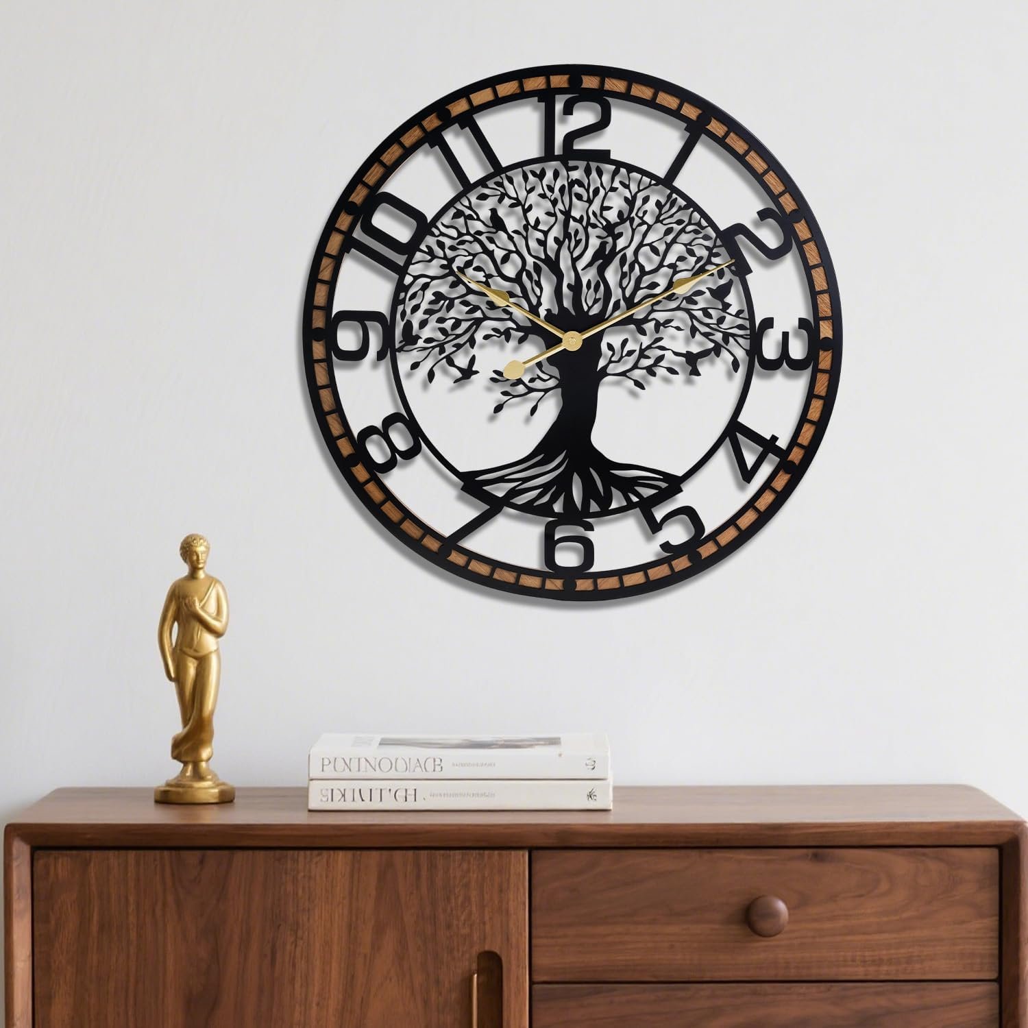Large Wall Clock,20inch Metal Wall Clocks,Quality Quartz Movement Roman Numerals Clock for Living Room Bedroom Kitchen D