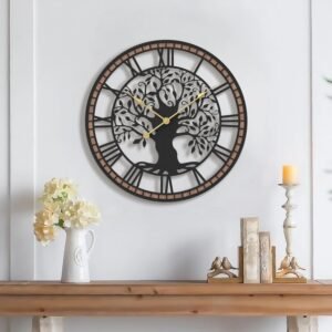 Large Wall Clock Decorative: 24 Inch Tree of Life Battery Operated