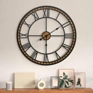 Large Wall Clock Decorative: 24 inch Farmhouse Battery Operated
